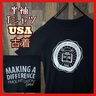 大判 プリント M 黒 キャラクター ブラック メンズ 古着 半袖 Tシャツ(Tシャツ/カットソー(半袖/袖なし))