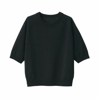 無印良品 セーター婦人 UVカットヘンプ混クルーネック五分袖セーターレディース(その他)