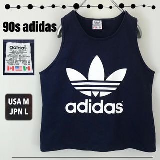 アディダス(adidas)のオールド アディダス★90s国旗タグ/USA製★ショート丈タンクトップ(タンクトップ)