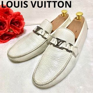 ルイヴィトン(LOUIS VUITTON)の訳アリ ルイヴィトン LVロゴ ドライビングシューズ スリッポン ホワイト(スリッポン/モカシン)