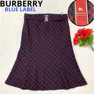 BURBERRY BLUE LABEL - 極美品 バーバリー ブルーレーベル ノバチェック フレア スカート ベルト