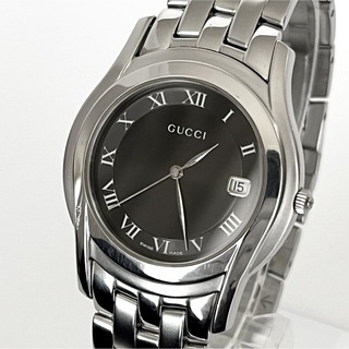 Gucci - グッチ GUCCI 5500M メンズ 腕時計 磨き済み 電池新品 s1721