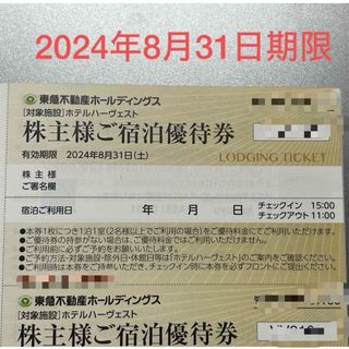 株主優待券　東急不動産ホールディングス　宿泊共通券(宿泊券)