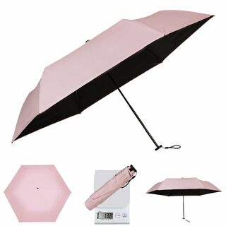 【色: 手動-ピンク】日傘 折り畳み傘 超軽量136g 晴雨兼用 99.9%以上(その他)