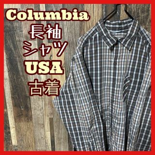 コロンビア(Columbia)のコロンビア メンズ チェック グレー M シャツ USA古着 90s 長袖(シャツ)