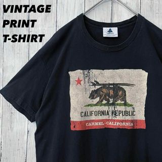 アメリカ古着　カリフォルニアクラシックスプリントTシャ黒　ユニセックス男女　夏物