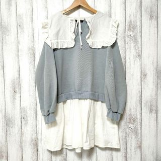 ダブルクローゼット(w closet)のwcloset ダブルクローゼット (F)　BIGカラードッキングスウェット(トレーナー/スウェット)