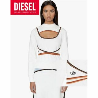 ディーゼル(DIESEL)の未使用・タグ付き　ディーゼル　スウェット　デザイン　トップス　Dロゴ　白(トレーナー/スウェット)