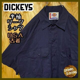 ディッキーズ(Dickies)の半袖 ワークシャツ USA古着 90s ディッキーズ ダークネイビー カジュアル(シャツ)