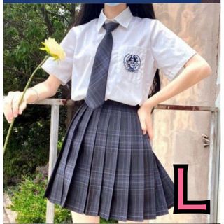 制服ディズニー コスプレ 女子高生 グレー Ｌサイズ(その他)