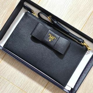 【正規品】プラダ PRADA リボン クラッチバッグ ポーチ 1M1441