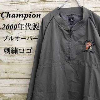 チャンピオン(Champion)の【k5272】USA古着00sチャンピオン刺繍ロゴハーフジップジャケットテック(ナイロンジャケット)