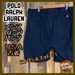 ポロラルフローレン(POLO RALPH LAUREN)のポロラルフローレン メンズ ハーフ パンツ ロゴ ゴルフ 紺 USA古着 90s(ショートパンツ)
