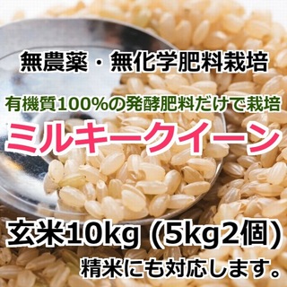 【令和5年産】無農薬栽培米・ミルキークイーン 《玄米 10kg》精米にも無料対応