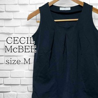 セシルマクビー(CECIL McBEE)のCECIL McBEE セシルマクビー カットソー ノースリーブ ブラック M(カットソー(半袖/袖なし))