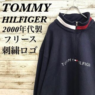 TOMMY HILFIGER - 【k7175】希少USA古着トミーヒルフィガー00s刺繍ロゴプルオーバーフリース