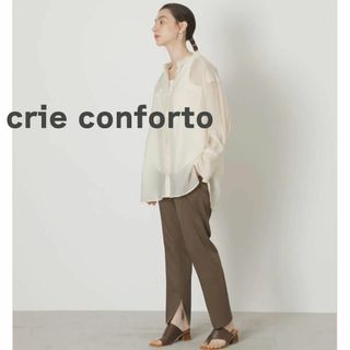 crie conforto　クリーコンフォルト　パンツ　ブラウン　茶色　Ｌ　美脚(カジュアルパンツ)