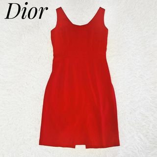 クリスチャンディオール(Christian Dior)のクリスチャンディオール 美品✨現行タグ パーティードレス ノースリーブワンピース(ひざ丈ワンピース)