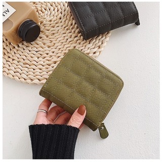 【大人気】　ウォレット　カードケース　折りたたみ財布　シンプル　韓国　緑(財布)