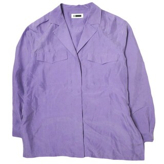 H BEAUTY&YOUTH エイチ ビューティーアンドユース 日本製 SILK SHIRT シルクオープンカラーシャツ 1611-299-2220 S パープル 長袖 開襟 トップス【中古】【H BEAUTY&YOUTH】(シャツ/ブラウス(長袖/七分))