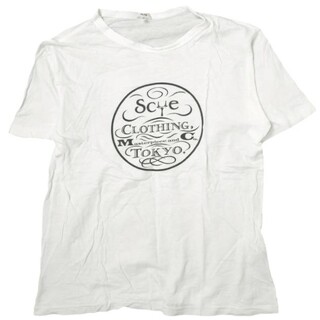 サイ(Scye)のScye サイ 日本製 Logo Printed T-Shirt バインダーネック ロゴプリントTシャツ 1111-21200 36 ホワイト 半袖 トップス【中古】【Scye】(Tシャツ/カットソー(半袖/袖なし))