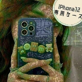 ★iPhone12 ケース　くま マスコット　お菓子　ブルー　韓国★(iPhoneケース)