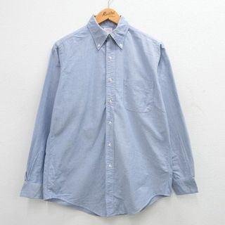 L★古着 ブルックスブラザーズ BROOKS BROTHERS 長袖 ブランド シャツ メンズ 90年代 90s オックスフォード コットン ボタンダウン USA製 薄紺 ネイビー 24may30 中古 トップス(シャツ)