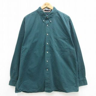 XL★古着 GANT 長袖 シャツ メンズ 90年代 90s 大きいサイズ コットン ボタンダウン 緑 グリーン 24may30 中古 トップス(シャツ)