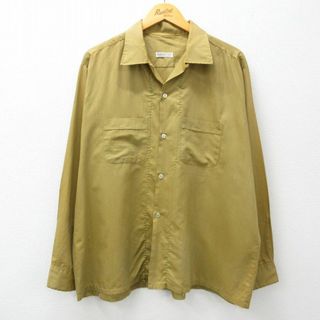 XL★古着 長袖 シャツ メンズ 70年代 70s 大きいサイズ 開襟 オープンカラー 茶系 ブラウン 24may30 中古 トップス(シャツ)