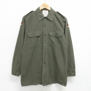 L★古着 長袖 ミリタリー シャツ メンズ ドイツ軍 緑系 グリーン 24may30 中古 トップス(シャツ)