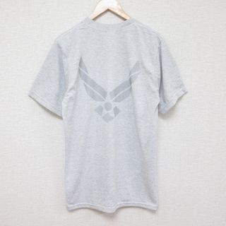 M★古着 半袖 Tシャツ メンズ ミリタリー USエアフォース リフレクター コットン クルーネック 薄グレー 霜降り 24may30 中古(Tシャツ/カットソー(半袖/袖なし))