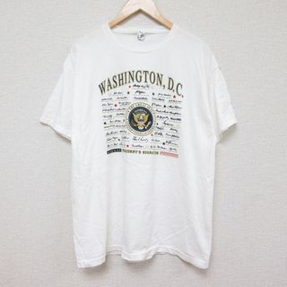 XL★古着 半袖 Tシャツ メンズ 大統領 ワシントンDC コットン クルーネック 白 ホワイト 24may30 中古(Tシャツ/カットソー(半袖/袖なし))