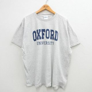 XL★古着 半袖 ビンテージ Tシャツ メンズ 00年代 00s オックスフォード大学 大きいサイズ コットン クルーネック グレー 霜降り 24may30 中古(Tシャツ/カットソー(半袖/袖なし))