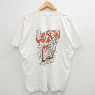 ウィルソン(wilson)のXL★古着 スクリーンスターズ 半袖 ビンテージ Tシャツ メンズ 90年代 90s ウィルソン 大きいサイズ クルーネック USA製 白 ホワイト 24may30 中古(Tシャツ/カットソー(半袖/袖なし))