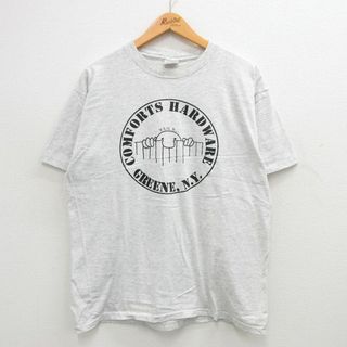 XL★古着 半袖 ビンテージ Tシャツ メンズ 90年代 90s GREEN ニューヨーク コットン クルーネック USA製 薄グレー 霜降り 24may30 中古(Tシャツ/カットソー(半袖/袖なし))