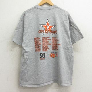 XL★古着 半袖 ビンテージ Tシャツ メンズ 00年代 00s 星 CITY OF HOPE 大きいサイズ クルーネック グレー 霜降り 24may30 中古(Tシャツ/カットソー(半袖/袖なし))