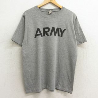 XL★古着 半袖 ビンテージ Tシャツ メンズ 90年代 90s ミリタリー アーミー ARMY リフレクター クルーネック USA製 グレー 霜降り 24may30 中古(Tシャツ/カットソー(半袖/袖なし))