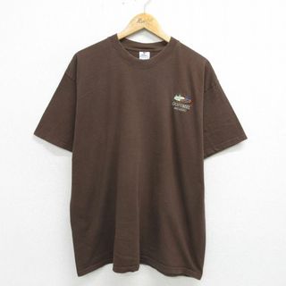 XL★古着 半袖 ビンテージ Tシャツ メンズ 00年代 00s コスメル トカゲ コットン クルーネック 濃茶 ブラウン 24may30 中古(Tシャツ/カットソー(半袖/袖なし))