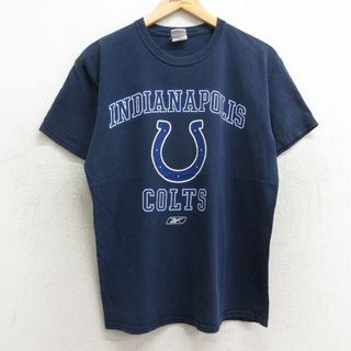 M★古着 半袖 ビンテージ Tシャツ メンズ 00年代 00s NFL インディアナポリスコルツ リーボック REEBOK コットン クルーネック 紺 ネイビー アメフト スーパーボウル 24may30 中古