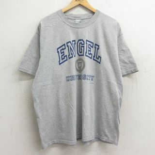 XL★古着 半袖 ビンテージ Tシャツ メンズ 00年代 00s エンジェル 大学 大きいサイズ クルーネック 薄グレー 霜降り 【spe】 24may30 中古(Tシャツ/カットソー(半袖/袖なし))