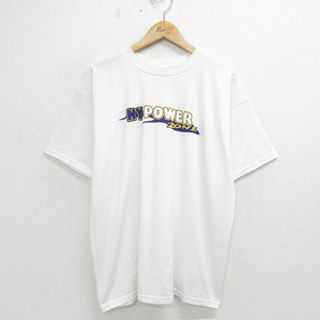 フルーツオブザルーム(FRUIT OF THE LOOM)のXL★古着 フルーツオブザルーム 半袖 ビンテージ Tシャツ メンズ 00年代 00s NY POWER 大きいサイズ クルーネック 白 ホワイト 24may30 中古(Tシャツ/カットソー(半袖/袖なし))