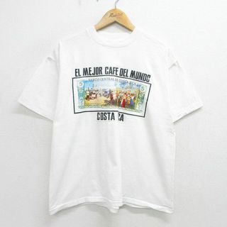 XL★古着 半袖 ビンテージ Tシャツ メンズ 90年代 90s コスタリカ 港 大きいサイズ クルーネック 白 ホワイト 24may30 中古(Tシャツ/カットソー(半袖/袖なし))