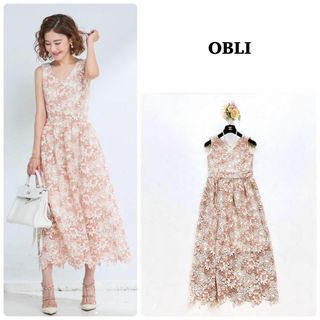 オブリ(OBLI)の【OBLI】新品タグ付き＊大人気完売品　レースワンピース　ノースリーブ　花柄　F(ロングワンピース/マキシワンピース)