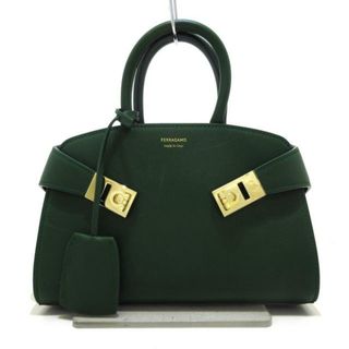 SalvatoreFerragamo(サルバトーレフェラガモ) ハンドバッグ美品  ハグ ミニ 21 5975 グリーン ガンチーニ レザー