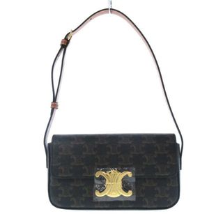 セリーヌ(celine)のCELINE(セリーヌ) ショルダーバッグ美品  ショルダーバッグ クロード,トリオンフキャンバス 194142CUZ.04LU タン(黒×ブラウン) トリオンフキャンバス×カーフスキン(ショルダーバッグ)