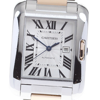 カルティエ(Cartier)のカルティエ CARTIER W5310007 タンクアングレーズMM PGコンビ デイト 自動巻き ボーイズ 保証書付き_814027(腕時計(アナログ))