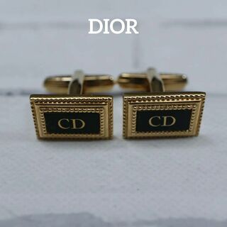 クリスチャンディオール(Christian Dior)の【匿名配送】 DIOR ディオール カフス ゴールド ロゴ 黒 3(カフリンクス)