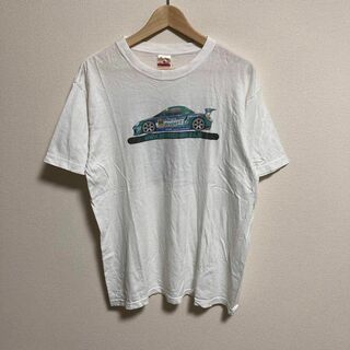 ヴィンテージ(VINTAGE)のTシャツ メンズ 古着半袖 白T スポーツカー 車 ホワイト L(Tシャツ/カットソー(半袖/袖なし))