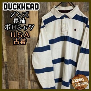 ダックヘッド アヒル 鳥 アニマル 長袖 ポロシャツ ロゴ USA古着 90s(ポロシャツ)