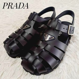 プラダ(PRADA)のプラダ 未使用級✨ラバーフィッシャーマン グルカサンダル 黒 36(サンダル)